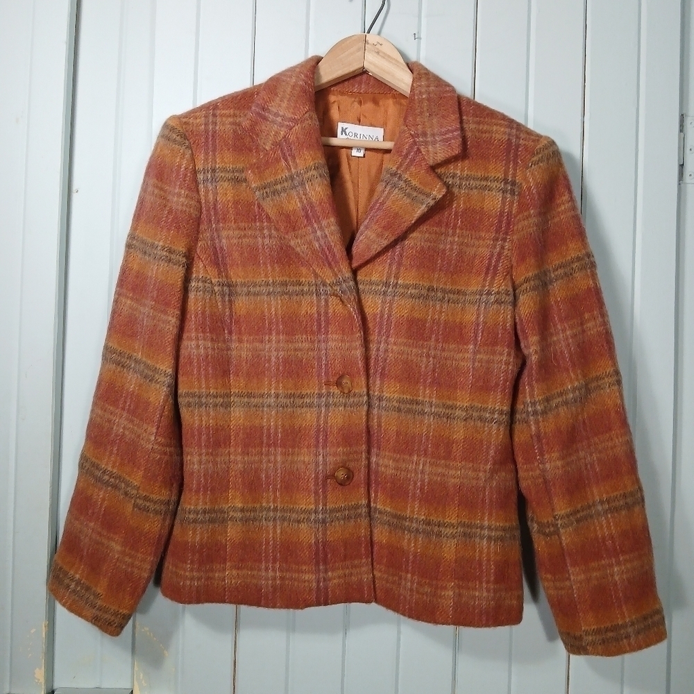 Vintage wool/mohair blend plaid blazer